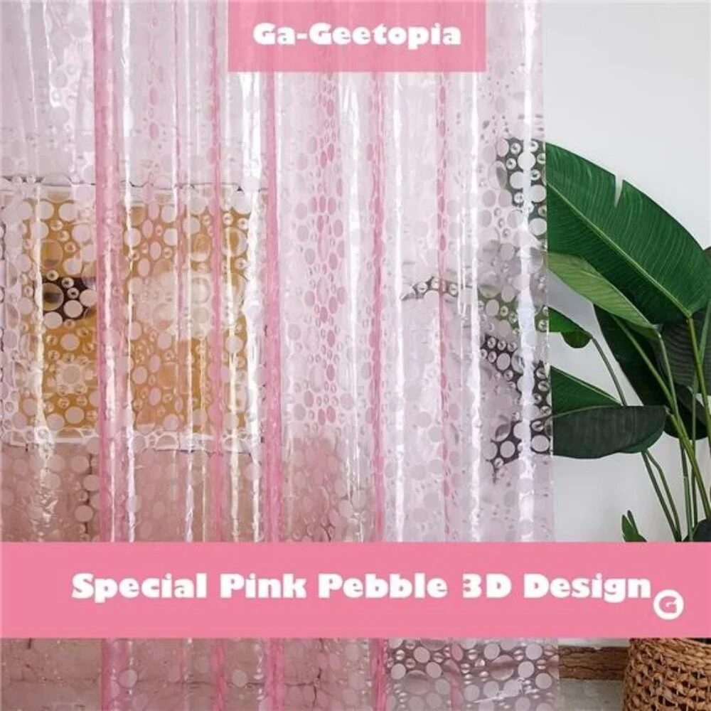 EVA Pink Thin Shower Curtain Liner, Pebble Pattern 72x72 Inch